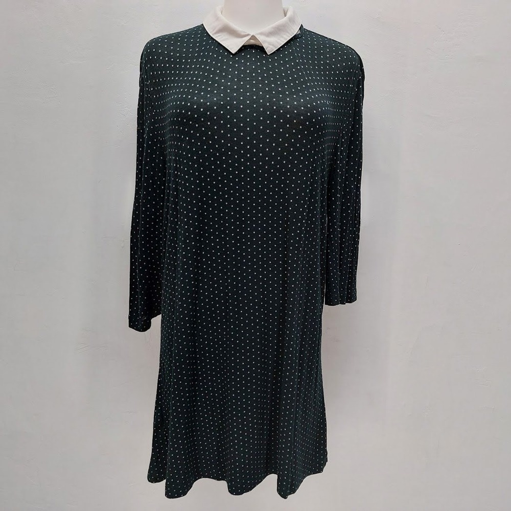 Long Tall Sally Dress Women's S Black Polka Dot Peter Pan Collar Shift Mini